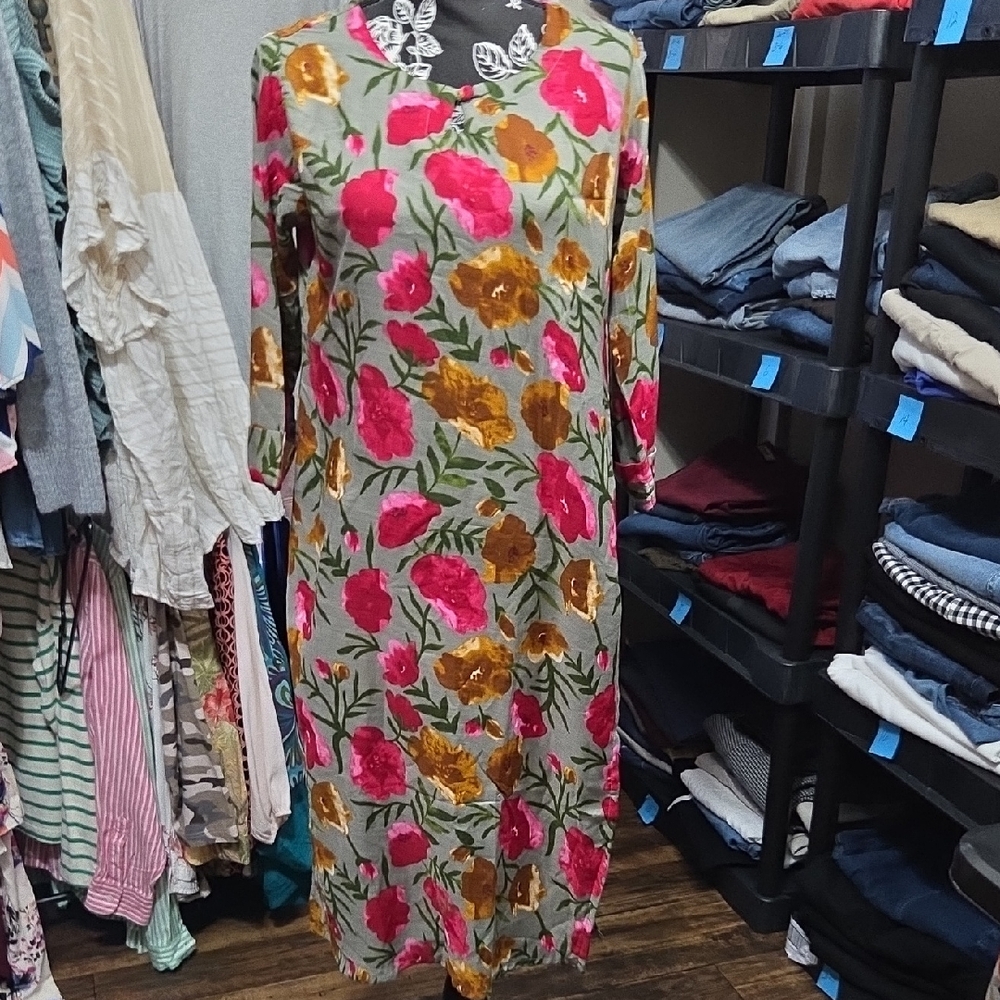 Vibrant Floral Long Sleeve Dress